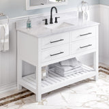 Jeffrey Alexander Wavecrest 48" White Single Sink Bathroom Vanity with White Carrara Marble Top - 8 in. Widespread Faucet Top product image 2