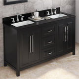 Jeffrey Alexander Cade 60" Black Double Sink Bathroom Vanity with Black Granite Top - 8 in. Widespread Faucet Top product image 2
