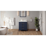 Jeffrey Alexander Katara 30" Hale Blue Single Sink Bathroom Vanity with White Quartz Top - 8 in. Widespread Faucet Top - VKITKAT30BLWQR1