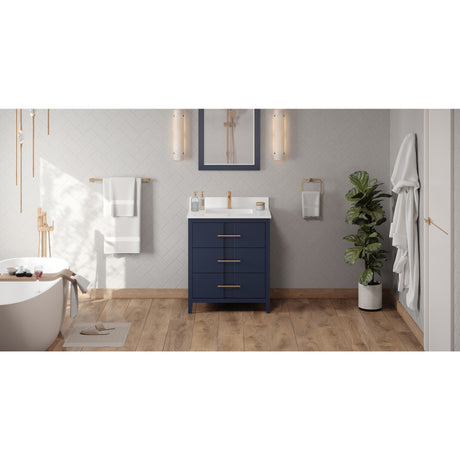 Jeffrey Alexander Katara 30" Hale Blue Single Sink Bathroom Vanity with White Quartz Top - 8 in. Widespread Faucet Top - VKITKAT30BLWQR1