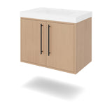 Jeffrey Alexander Tempest 30" Natural Oak Single Sink Bathroom Vanity with White Resin Top - Single-Hole Faucet Top - VKTEM30NORE
