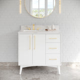 Jeffrey Alexander Dashwood White Single Sink Bathroom Vanity with Calacatta Vienna Quartz Top - 8 in. Widespread Faucet Top - VKITDAS36WHCQR