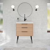 Jeffrey Alexander Gardner 31" Natural Oak Single Sink Bathroom Vanity with White Resin Top - Single-Hole Faucet Top - VKGAR30NOPRE product image 2