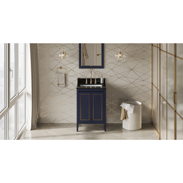 Jeffrey Alexander Percival 24" Hale Blue Single Sink Bathroom Vanity with Black Granite Top - 8 in. Widespread Faucet Top
