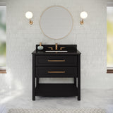 Jeffrey Alexander Kipling 37" Black Single Sink Bathroom Vanity with Black Granite Top - Single-Hole Faucet Top