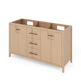 Jeffrey Alexander Katara 60" Natural Oak Double Sink Bathroom Vanity with White Carrara Marble Top - 8 in. Widespread Faucet Top product image 2