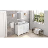 Jeffrey Alexander Cade 48" White Single Sink Bathroom Vanity with Calacatta Vienna Quartz Top - 8 in. Widespread Faucet Top
