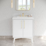 Jeffrey Alexander Dashwood White Single Sink Bathroom Vanity with White Resin Top - Single-Hole Faucet Top - VKITDAS30WHRER