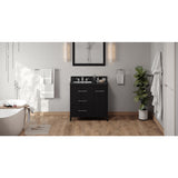 Jeffrey Alexander Katara 36" Black Single Sink Bathroom Vanity with Black Granite Top - 8 in. Widespread Faucet Top