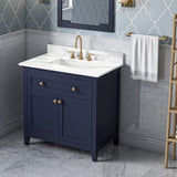 Jeffrey Alexander Chatham 36" Hale Blue Single Sink Bathroom Vanity with Calacatta Vienna Quartz Top - 8 in. Widespread Faucet Top product image 2