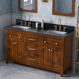 Jeffrey Alexander Chatham 60" Chocolate Double Sink Bathroom Vanity with Black Granite Top - 8 in. Widespread Faucet Top - VKITCHA60CHBGR product image 2