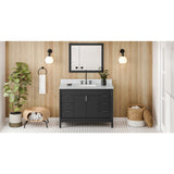 Jeffrey Alexander Theodora 48" Black Single Sink Bathroom Vanity with White Carrara Marble Top - 8 in. Widespread Faucet Top
