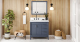 Jeffrey Alexander Theodora 36" Blue Steel Single Sink Bathroom Vanity with White Quartz Top - 8 in. Widespread Faucet Top product image 6