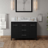 Jeffrey Alexander Katara 48" Black Single Sink Bathroom Vanity with White Carrara Marble Top - 8 in. Widespread Faucet Top product image 2