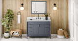 Jeffrey Alexander Theodora 48" Blue Steel Single Sink Bathroom Vanity with White Carrara Marble Top - 8 in. Widespread Faucet Top product image 7