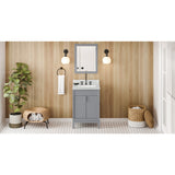 Jeffrey Alexander Theodora 24" Grey Single Sink Bathroom Vanity with White Carrara Marble Top - 8 in. Widespread Faucet Top