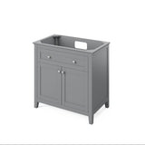 Jeffrey Alexander Chatham 36" Grey Single Sink Bathroom Vanity with Black Granite Top - 8 in. Widespread Faucet Top product image 3