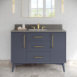 Jeffrey Alexander Dashwood Blue Steel Single Sink Bathroom Vanity with Grey Quartz Top - 8 in. Widespread Faucet Top - VKITDAS48BSGQR