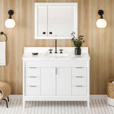 Jeffrey Alexander Theodora 48" White Single Sink Bathroom Vanity with Calacatta Vienna Quartz Top - 8 in. Widespread Faucet Top product image 2