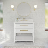Jeffrey Alexander Kipling 37" White Single Sink Bathroom Vanity with White Quartz Top - Single-Hole Faucet Top
