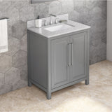 Jeffrey Alexander Cade 30" Grey Single Sink Bathroom Vanity with White Carrara Marble Top - 8 in. Widespread Faucet Top product image 2
