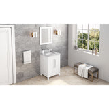 Jeffrey Alexander Cade 24" White Single Sink Bathroom Vanity with White Carrara Marble Top - 8 in. Widespread Faucet Top