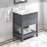 Jeffrey Alexander Wavecrest 30" Grey Single Sink Bathroom Vanity with Calacatta Vienna Quartz Top - 8 in. Widespread Faucet Top product image 2