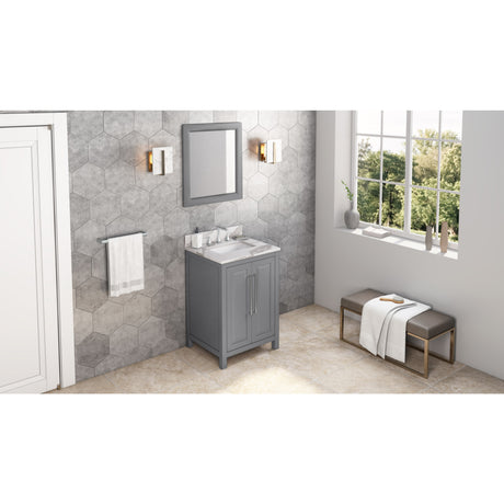 Jeffrey Alexander Cade 24" Grey Single Sink Bathroom Vanity with Calacatta Vienna Quartz Top - 8 in. Widespread Faucet Top