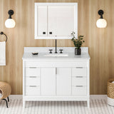 Jeffrey Alexander Theodora 48" White Single Sink Bathroom Vanity with White Carrara Marble Top - 8 in. Widespread Faucet Top product image 2