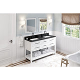 Jeffrey Alexander Wavecrest 60" White Double Sink Bathroom Vanity with Black Granite Top - 8 in. Widespread Faucet Top