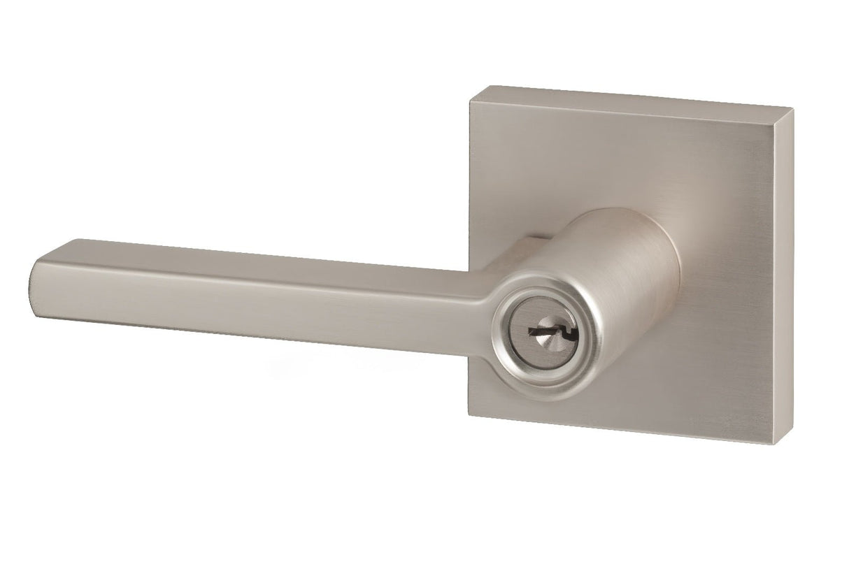 Sure-Loc Hardware VN107 15 keyed entry keyed entry door lever in satin nickel, front view