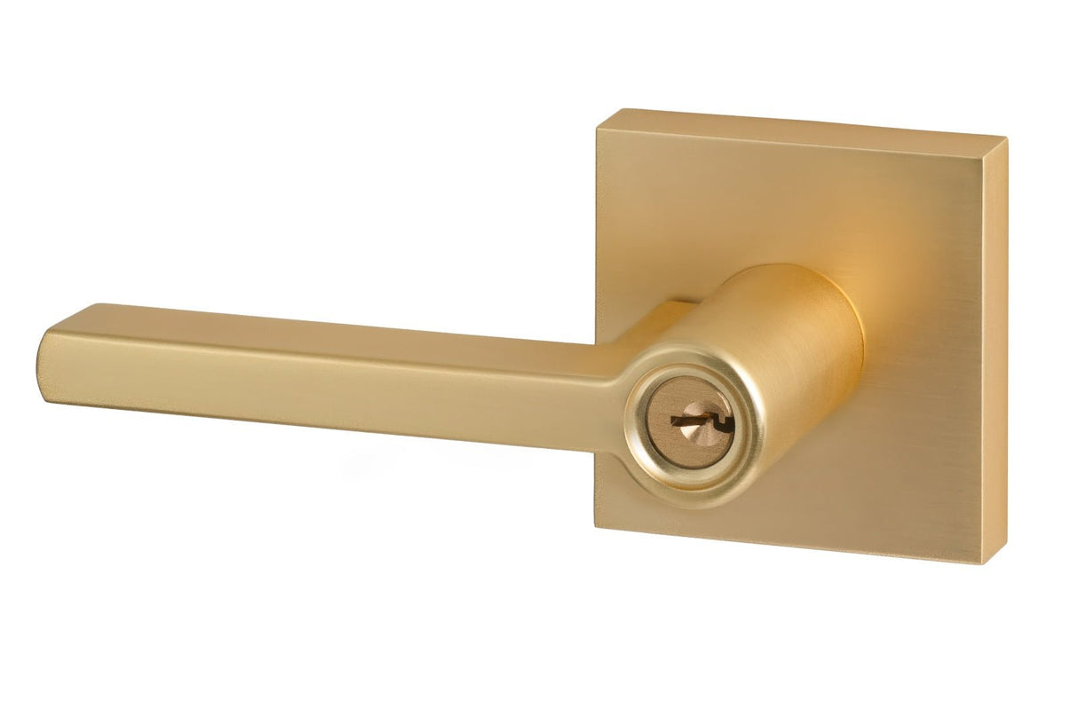Sure-Loc Hardware VN107 SB keyed entry keyed entry door lever in polished brass, additional view