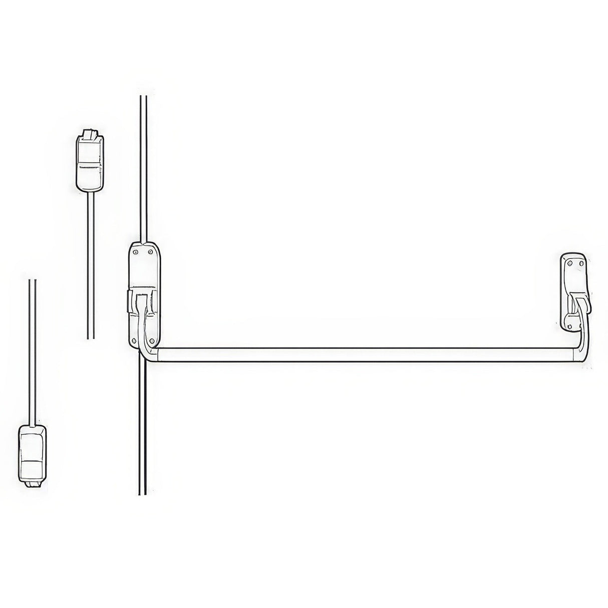 Von Duprin 8827EOF43LHR 8827EOF Surface Mounted Fire Rated Vertical Rod Exit Device Satin Brass
