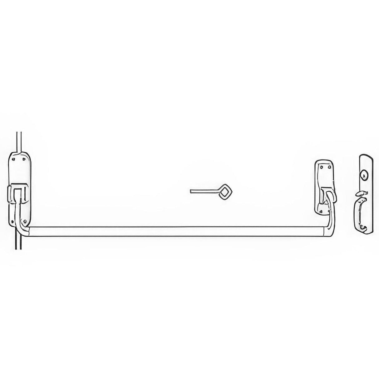 Von Duprin 8827TPF26D3LHR 8827TPF Surface Mounted Fire Rated Vertical Rod Exit Device Satin Chrome