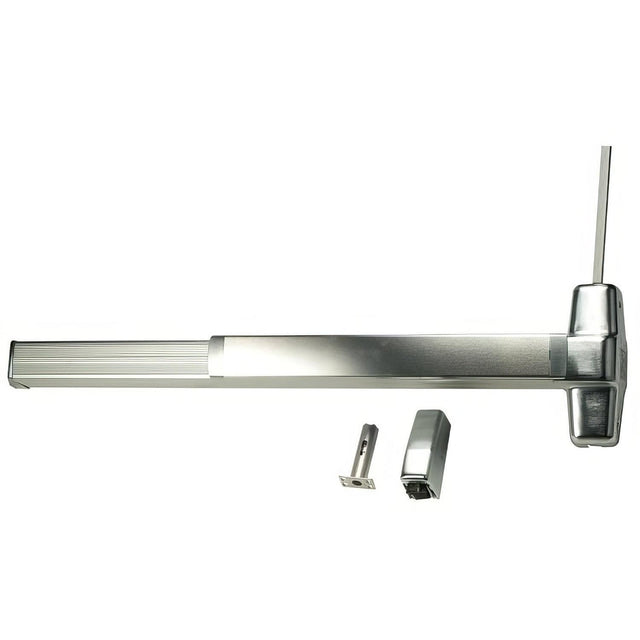 Von Duprin 9927EOF26D4LBR 4ft. Fire Rated Surface Mounted Vertical Rod Exit Device Less Bottom Rod Satin Chrome