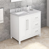 Jeffrey Alexander Cade 36" White Single Sink Bathroom Vanity with White Carrara Marble Top - 8 in. Widespread Faucet Top product image 2
