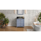Jeffrey Alexander Katara 30" Blue Steel Single Sink Bathroom Vanity with Black Granite Top - 8 in. Widespread Faucet Top