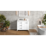Jeffrey Alexander Katara 42" White Single Sink Bathroom Vanity with Calacatta Vienna Quartz Top - 8 in. Widespread Faucet Top
