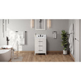 Jeffrey Alexander Katara 24" White Single Sink Bathroom Vanity with White Quartz Top - 8 in. Widespread Faucet Top - VKITKAT24WHWQR