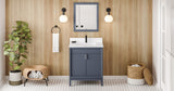 Jeffrey Alexander Theodora 30" Blue Steel Single Sink Bathroom Vanity with White Quartz Top - 8 in. Widespread Faucet Top - VKITTHE30BSWQR1 product image 6