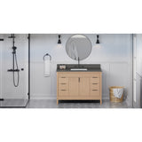 Jeffrey Alexander Theodora 48" Natural Oak Single Sink Bathroom Vanity with Grey Quartz Top - 8 in. Widespread Faucet Top