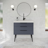 Jeffrey Alexander Gardner 37" Blue Steel Single Sink Bathroom Vanity with White Resin Top - Single-Hole Faucet Top - VKGAR36BSPRE product image 2
