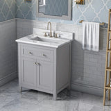Jeffrey Alexander Chatham 30" Grey Single Sink Bathroom Vanity with Calacatta Vienna Quartz Top - 8 in. Widespread Faucet Top product image 2