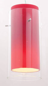 Access Lighting 23133-BS/CLRD brushed steel / clear / red pendant shade