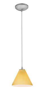 Access Lighting 28004-1C-BS/AMB brushed steel / amber glass pendant light