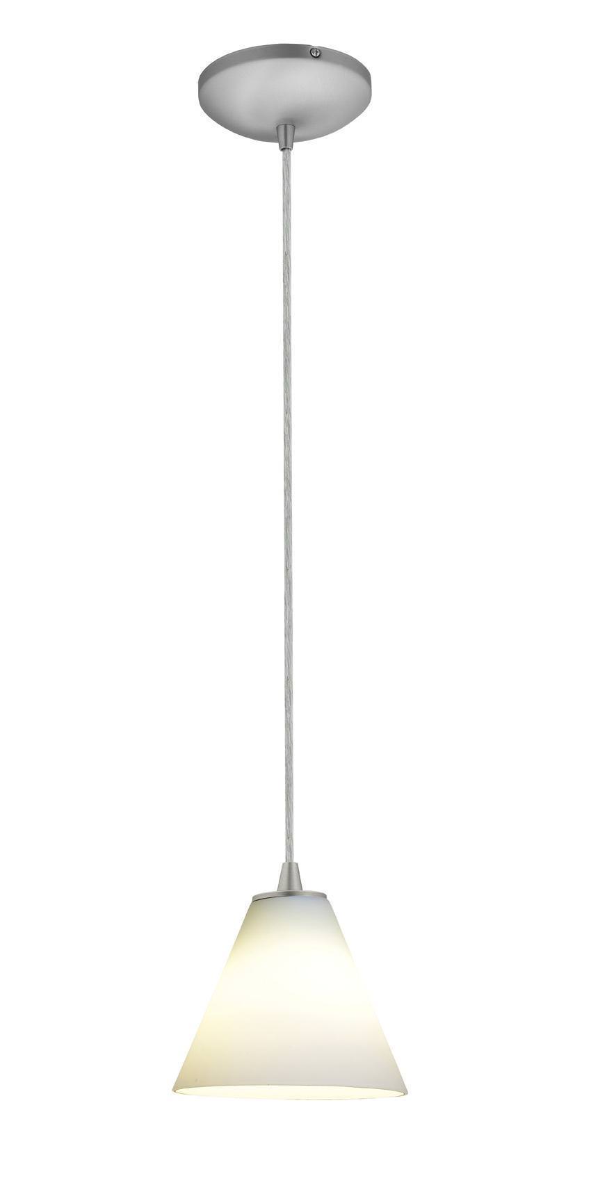 Access Lighting 28004-1C-BS/WHT brushed steel / white glass pendant light