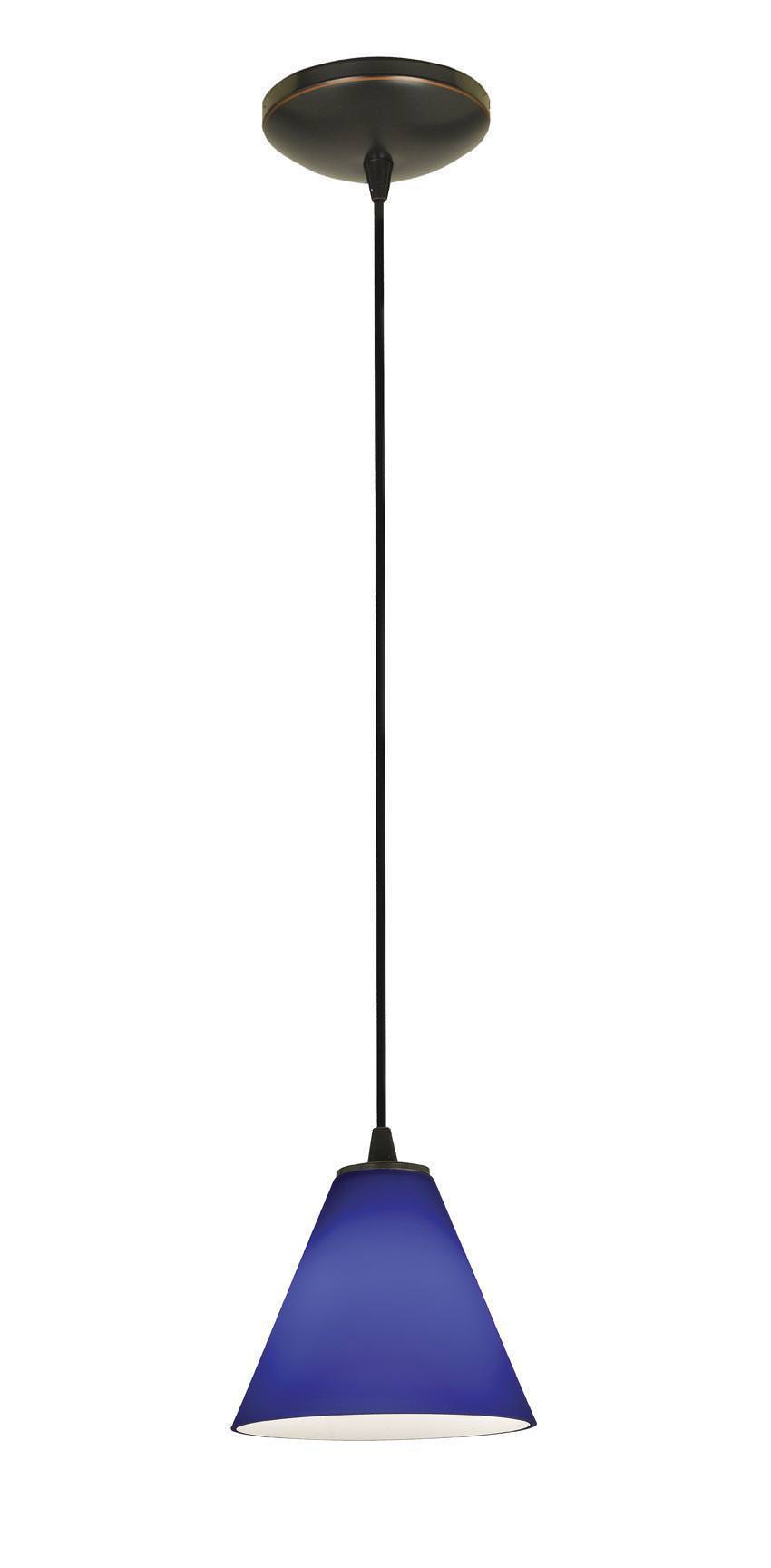 Access Lighting 28004-1C-ORB/COB oil rubbed bronze / cobalt blue glass pendant light