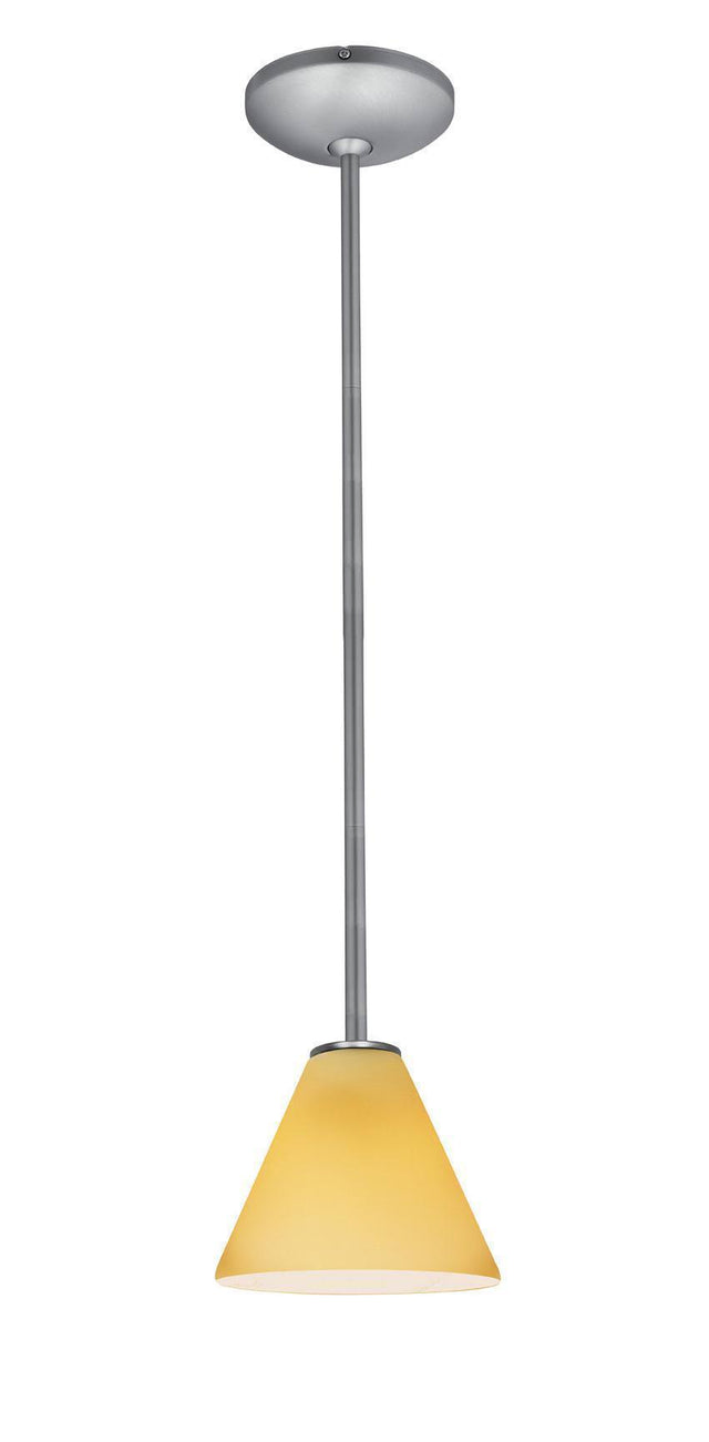 Access Lighting 28004-1R-BS/AMB brushed steel / amber glass pendant light