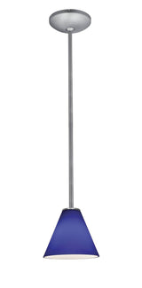 Access Lighting 28004-1R-BS/COB brushed steel / cobalt blue glass pendant light