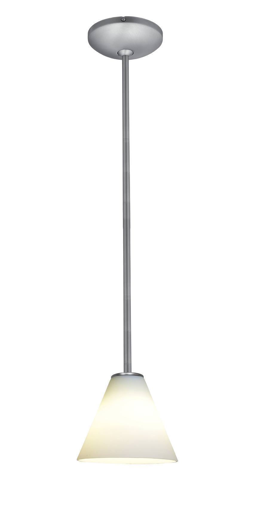 Access Lighting 28004-1R-BS/WHT brushed steel / white glass pendant light